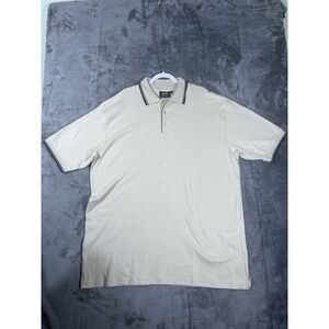 AKWA Classic Mens Polo Shirt 3XL Cream Short Sleeve Made in USA Knit Trim Trim